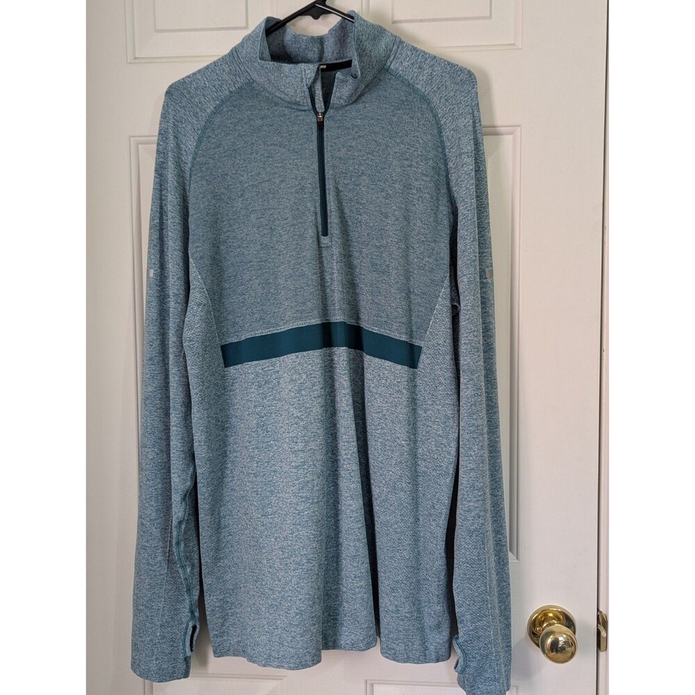 Nike Running Dri-Fit 1/4 Zip Pullover Shirt Mens XXL Green L/S Reflective Logo